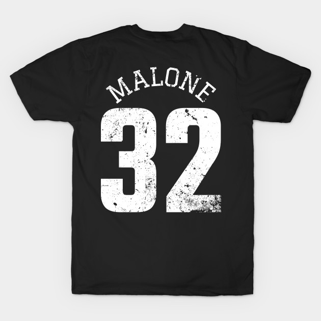 Karl Malone 32 Black and White Distressed Jersey Number BASKETBALL-3 by itsMePopoi